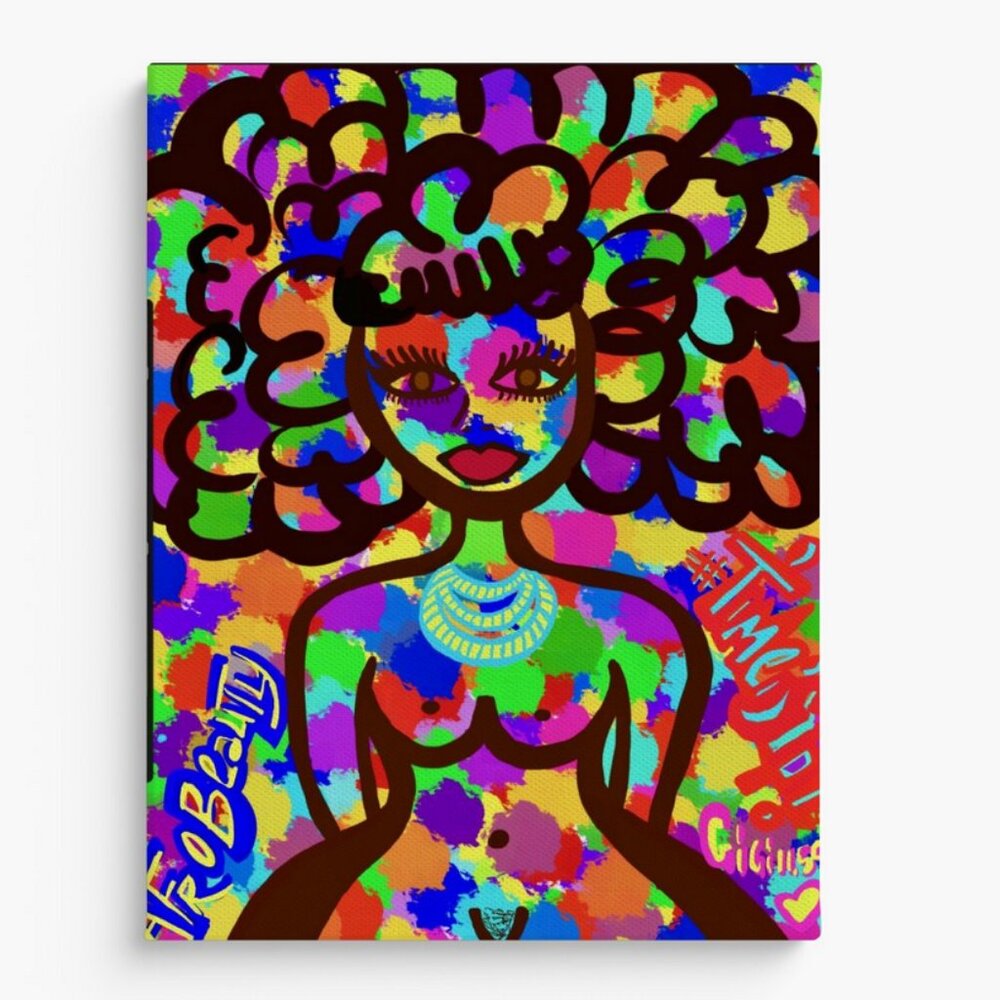 NEW! AFRO BEAUTY my ART Canvas Print Background SOFT PURPLE 👩🏽‍🎤